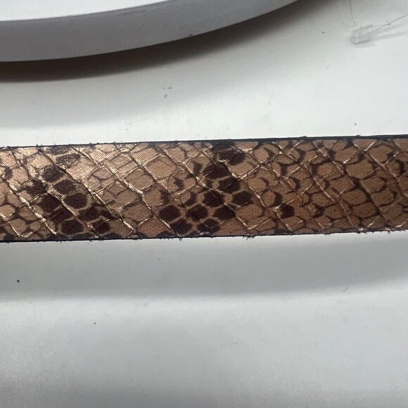 RW & Co. Snakeskin Pattern Bonded Leather Belt Silver Oval Buckle Brown NEW NWT - Picture 5 of 7